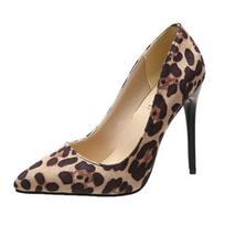 Nauji moteriški tendencija didinantys aukštakulniai, ploni kulniukai, seksualūs profesionalūs vienviečiai batai su leopardo raštu 35 abrikosas