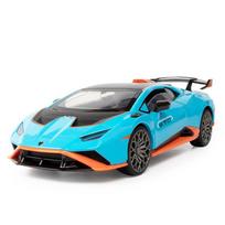 1/24 Lamborghini HURACAN STO lydinio sportinio automobilio modelis Metalinis liejimo būdu pagamintas žaislinis lenktyninio automobilio modelis Aukšto modeliavimo kolekcija Garsas ir šviesa Vaikų dovanos mėlyna