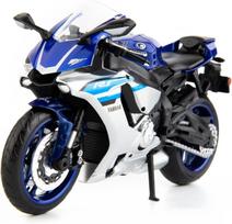 1/12 Yamaha YZF-R1 Motociklas, Kolekcinė Motociklo Replika su Ekspoziciniu Stovu ir Šalmo Raktų Pakabuku, Žaisliniai Motociklai 3-9 metų berniukams Mėlynas mėlyna