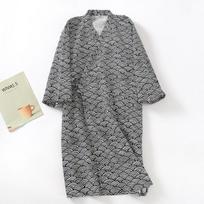 Japoniško stiliaus medvilninis marlės chalatas vyriškas didelio dydžio kimono naktinis pavasario ir vasaros plonos pižamos suvarstomas Yukata Sweat L