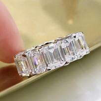 Tikras 925 sterlingų sidabras, 5x7 mm smaragdinis pjūvis, sukurti moissanite deimantiniai vestuviniai žiedai, naujas prabangus pasiūlymo sužadėtuvių žiedas 7 balta