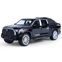 1/32 „Toyota Tundra“ lydinio pikapas automobilio modelis, liejamas ir žaislinis metalinis visureigis, automobilio modelis, imituojantis garsą ir lengvą vaikišką žaislą juoda