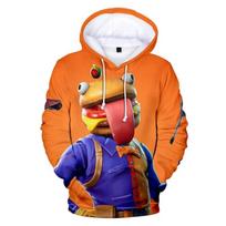 2024 m. rudens/žiemos naujas 3D Fortnite spausdintas unisex gobtuvas laisvalaikio paltas laisvas didelis plius aksominis storas gobtuvas poros stilius S orange