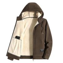 Žiemos Madingas Prekės Ženklo Laisvalaikio Vilnos Sutirštinta Striukė Terminė Su Gaubtu Vyrams Ruduo ir Žiema 4XL beige