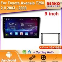 Android automobilinis radijas Toyota Avensis T250 2 II 2003 - 2009 Multimedijos grotuvas Stereo Carplay Auto Blu-ray IPS 2Din DVD 4 core 1GB+32GB carplay