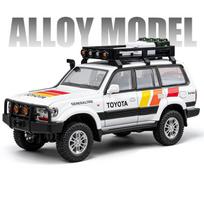 Naujas 1/24 Toyota Land Cruiser LC80 Lydinio Automobilio Modelis Diecast Metalinis Visureigis Automobilio Modelis Garso ir Šviesos Simuliacija Žaislas Vaikams Dovana balta