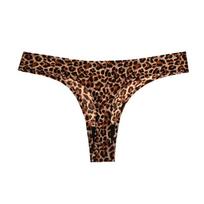 Ledo šilko besiūlės kelnaitės, vienetinės kelnaitės, moteriški apatiniai, žemo juosmens, seksualūs leopardo spaudos dirželiai, moteriškos bikinio kelnaitės M leopardo rašto spalva
