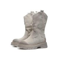 Mada Moterų Retro Vesterniški Kaubojiški Batai Rudens Nauji Puskojiniai Apvalianosiai Batai Lauko Neslystantys Dizainerio Botas Kulniukai Iki Kulkšnies Mujer Zapatos 35 pilka spalva