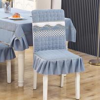 Kinų stiliaus elastingas medvilninis neslystantis valgomojo kėdės užvalkalas ir pagalvėlės komplektas Width 45cm [Backrest height 38-45cm] pilka spalva