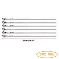 6-12pcs BBQ Skewer Stainless Steel Shish Kebab BBQ Fork Set 41cm 16.15inch Long Flat Barbecue Needle Meat Grill Outdoor Tools