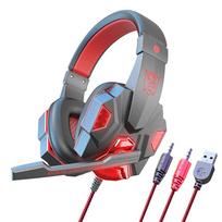 Profesionalios Led Light laidinės žaidimų ausinės su mikrofonu Kompiuteriui PS4 PS5 Xbox Bass Stereo PC žaidimų ausinės Dovanos juoda/raudona