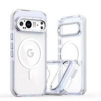 Prabangus, permatomas dėklas, skirtas „Google Pixel 9 Pro XL 5G Magsafe“ magnetinis belaidžio įkrovimo smūgiams atsparus dangtelis, skirtas „Google Pixel 9“ Google Pixel 9-5G balta