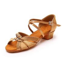 Lotynų Amerikos šokių batai merginoms Salsa Tango pramoginių šokių batai Minkštas padas žemas kulnas 3,5 cm 32 brown