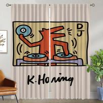 Keith Haring Užuolaidos Miegamojo Užuolaidos Vaikų Kambario Helovino Dekoracija Blackout Užuolaidų Žaliuzės Pertvara Svetainės Virtuvės W50xH70cmx2pcs-CL