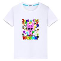 „Sprunki“ marškinėliai 10 metų berniukui, 100% medvilnė, mielas marškinėliai „Sprunki anime Short Tops Pride“ marškinėliai y2k vienetiniai mergaičių drabužiai 100 balta