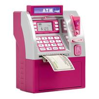 Yousheng vaikiškas bankomatas-taupyklė žaislas su kortele elektroninis grynųjų pinigų monetų taupymo bankas edukacinis automatinis slaptažodžio bankomatas mašina mažiems vaikams berniukams mergaitėms dovana rožinė