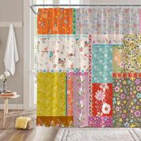 „Bohemian Patchwork Print“ dušo užuolaidos vonios kambariui Spalvingos gėlių spalvos vintažinės dušo užuolaidos Vonios vandeniui atsparus audinio ekranas W90xH180cm