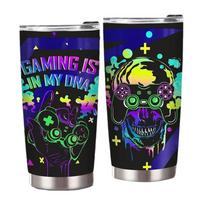 20oz Nerūdijančio plieno žaidimų puodelis su dangteliu Žaidėjo termosas Kelioninis puodelis paaugliui berniukui sūnui tėčiui Gimtadienio Kalėdų dovana 20oz