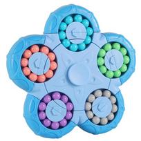Maginis pupelės galvosūkis, besisukantis maginis pupelės fidget kubas 2 viename, dovana vaikams berniukams mergaitėms 3+, 5-7, 8-12 metų, smegenų mankštos fidget žaislai paaugliams suaugusiems 14*14*3cm mėlyna