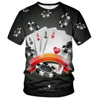 Juokingi vyriški naujoviški marškinėliai su 3D spaudiniais, pokerio grafika, trumparankoviai laisvalaikio marškinėliai, streetwear vyriški drabužiai S