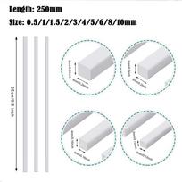 ABS baltas apvalus/kvadratinis plastikinis strypas architektūros modeliams, modelių medžiagoms, „pasidaryk pats“ priedams, pjovimo reikmenims Round0.5x250mm10pcs