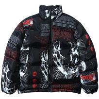 Hiphopo burbulinė striukė Parka Vyriški japoniški anime gatvės drabužiai Harajuku žiemos paminkštintas paltas Y2K moteriškas šiltas dygsniuotas paltas Vyras XL juoda