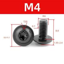 304 Torx varžtas M4 M5 M6 M8 Nerūdijančio plieno Juodos spalvos Torx varžtas su padėklu galvute Motociklui, Motoroleriui, Keturračiui, Mopedui Plastikinis dangtelis X 8mm