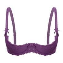 Moteriškos push up liemenėlės su lankeliais 1/2 puodelio nėriniuoto apatinio trikotažo su kempine ir reguliuojamu dirželiu. XL violetinė