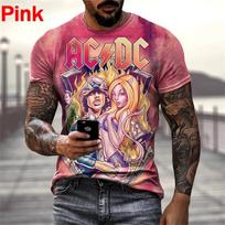Vasariniai apvalios kaklo iškirptės 3D uolienų ACDC muzikos spaudinio viršutiniai drabužiai Madingi laisvalaikio trumpomis rankovėmis vyriški marškinėliai S