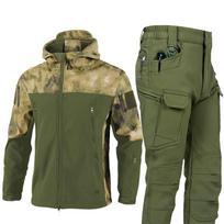 Šiltas ryklio odos striukės kostiumas vyriškas rudens žiemos neperšlampamas tankinantis minkštas apvalkalas kostiumas plius Velvet Cargo Pants 2 dalių rinkinys XXXXL