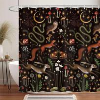 Pasakų kaimo miško dušo užuolaida, namų vonios kambario dekoracija, miško laukinės gamtos rašto dušo užuolaida su kabliukais 90X180CM