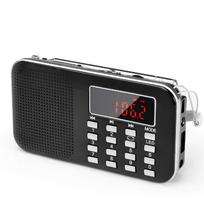 Nešiojamas AM FM radijas Kišeninis HIFI stereo garsiakalbis Orų stotis Skaitmeninis įkraunamas radijas juoda