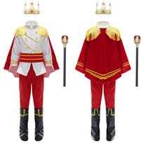 Vaikų Berniukų Viduramžių Karaliaus Cosplay Kostiumas Viršūnės Su Kelnėmis Diržas Apsiaustas Galvos juosta Smuikas Kojinės Rinkinys Karališkas Karalius Princas Vaidmenų Žaidimo Apranga 2-3 Years balta