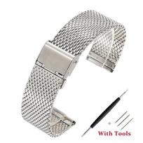 18mm 20mm 22mm 24mm 1.0 mm storio Milanese laikrodžio apyrankė Metalinė laikrodžio sagtelė Laikrodžio juosta Universaliems vandeniui atspariems laikrodžiams 18mm sidabras