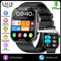 LIGE New Smart Watch 2.01-inch Bluetooth Call Outdoor Sports Waterproof Men's Smart Watch silicone strap juoda