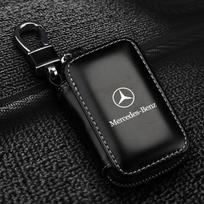 1 vnt. Odinis emblemos automobilio rakto dėklas raktų pakabukas užtrauktuku raktų dėklas krepšys Mercedes Benz AMG GLC GLA CLA GL A B C E S klasės W176 W246 W205 X253 X156 C117 benz juoda