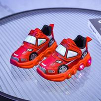 Vaikiški šviečiantys animaciniai sportbačiai - Šviečiantys odiniai sportiniai batai berniukams ir mergaitėms One set of 5 pairs, sizes 21-25 raudona