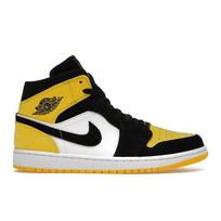 Air Jordan 1 Mid SE Yellow Toe Vyriški sportbačiai Juodi Juodi-Tour-Geltoni-Balti 852542-071 43