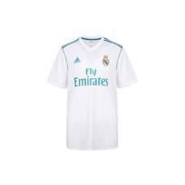 Adidas Real Madrid 2017-18 Sezono Namų Marškinėliai Su Raidiniu Logotipu Dryželiais Vyriški Viršutiniai Drabužiai Balti AZ8059 S