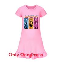 Demon Kpop Hunters Girl Sleep Dress With Ruffle Skirt For Kids Lounge And Sleep 100 CM rožinė