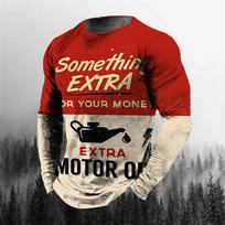 Vintažiniai vyriški marškinėliai ilgomis rankovėmis Biker viršutiniai drabužiai T-shirts 3D STP Oil spausdinimas Motociklo T-shirt Oversized laisvi Texaco vyriški drabužiai S
