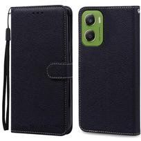 Dėklas Motorola G06, atverčiamas odinis piniginės viršelis, skirtas Motorola Moto G06 dėklui, knygos viršelis, Capa MotoG06 mobiliojo telefono dėklas, Fundas For Moto G06 juoda
