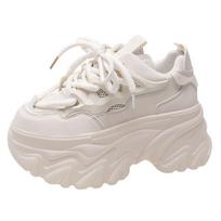 Nauji Aukštos Platformos Sportbačiai Moterims Storas Padadas Sportiniai Moteriški Bėgimo Bateliai Vulkanizuoti Batai Moteris Stambūs Sportbačiai Zapatillas Mujer 8.5CM 34 smėlis