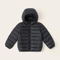 Vaikiška lengva pūkinė striukė, baltoji pūkų parka su gobtuvu, šilta, skirta berniukams ir mergaitėms, lauko striukė 170cm juoda