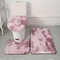 Dažytas tie-dye šilko ir vilnos vonios kilimėlių rinkinys: Nešvarumams atsparus, neslystantis, sugeriantis, pliušinis 3 dalių tualeto kilimėlių rinkinys. U-shaped Mat 40*50cm rožinė raudona spalva
