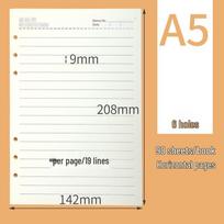 A5/B5 Retro odinis laisvalapių sąsiuvinys su nuimamu segtuvu - 9/6 skylės, sustiprintas kietas viršelis