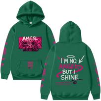 Angel Dust Džemperis Hazbin Hotel Harajuku Anime Puloveriai Demoncore Unisex Gatvės drabužiai Mielas Aštrus Imp Dovanėlė Gerbėjui Gatvės drabužių Drabužiai XS tamsiai žalia spalva