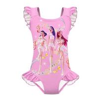 Vaikams Mergaitėms Anime Animacinis K-POP Rumi Zoey Mira Spausdintas Rankovių Neturintis Klostuotas Viengubas Maudymosi Kostiumas 100cm