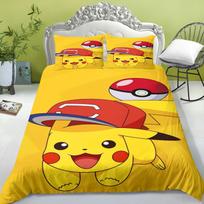 Animacinis pledo užvalkalų rinkinys vaikams, Pikachu anime antklodė, King dydžio antklodė, Queen, A klasės, 3D miegamojo patalynė 135x200cm