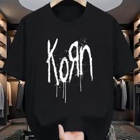 Korn Grupės Grafiti Stiliaus Spausdinimo Marškinėliai, Lengvi Kvėpuojantys Vėsūs, Patogūs Dėvėti S juoda